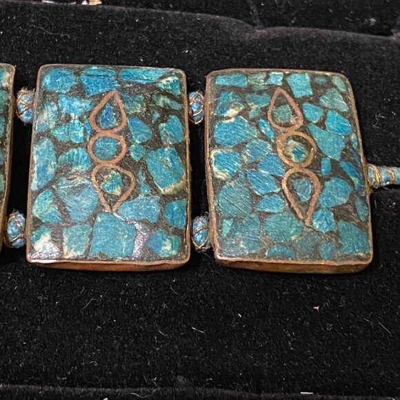 Vintage Turquoise Blue Mosaic Bracelet - Picture 5 of 7